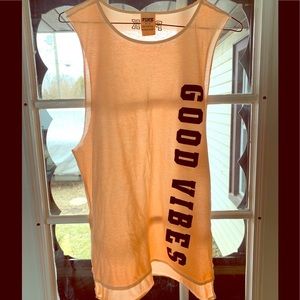 Tangerine "Good Vibes" muscle tank